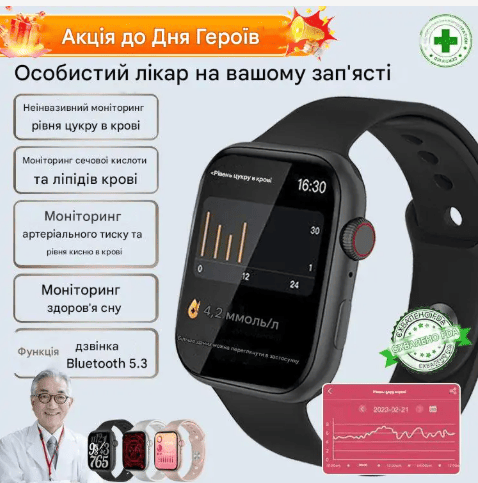 Розумний годинник для безболісного вимірювання цукру в крові