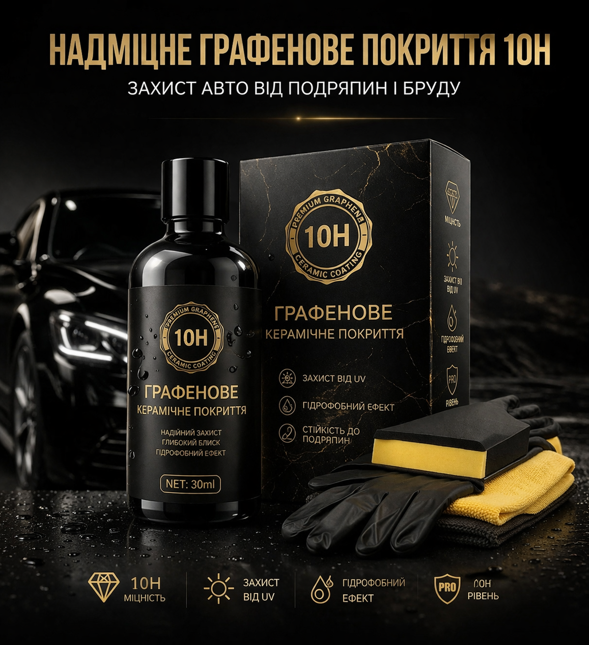 Надміцне графенове покриття 10H — захист авто від подряпин і бруду